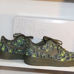 Nike Custom Air Force Style Hunter Green Neon Green Vinyl Material size 10